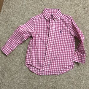 Polo 3t pink gingham button down